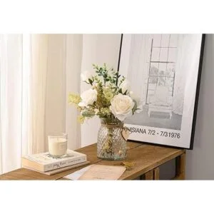 Cozzi Codi Flores artificiales con jarrón rosas de seda_6