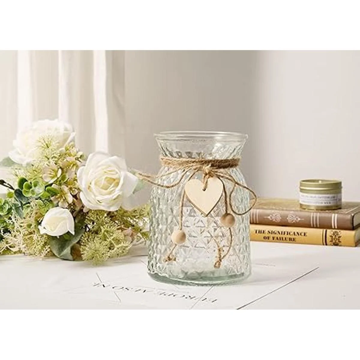 Cozzi Codi Flores artificiales con jarrón rosas de seda_4