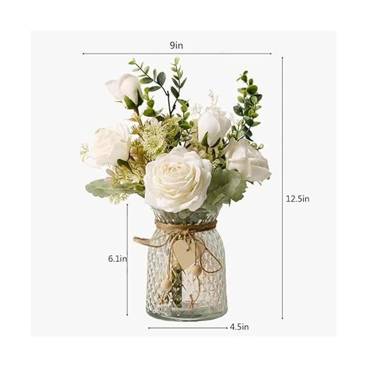 Cozzi Codi Flores artificiales con jarrón rosas de seda_3