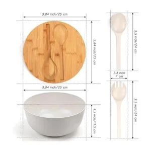 Ensaladera grande con tapa juego de cuencos de fibra de_2