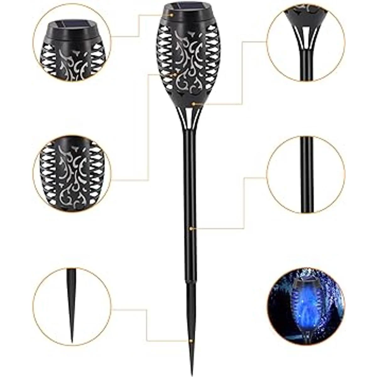 COCOMOX Luces solares azules decoraciones de Halloween al_7