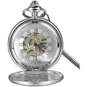 Zolohoni Reloj de bolsillo de acero inoxidable mecánico a_2