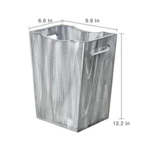 Cubo de basura de madera estilo rústico con dos asas_2