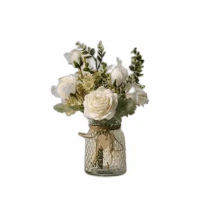 Cozzi Codi Flores artificiales con jarrón rosas de seda_1