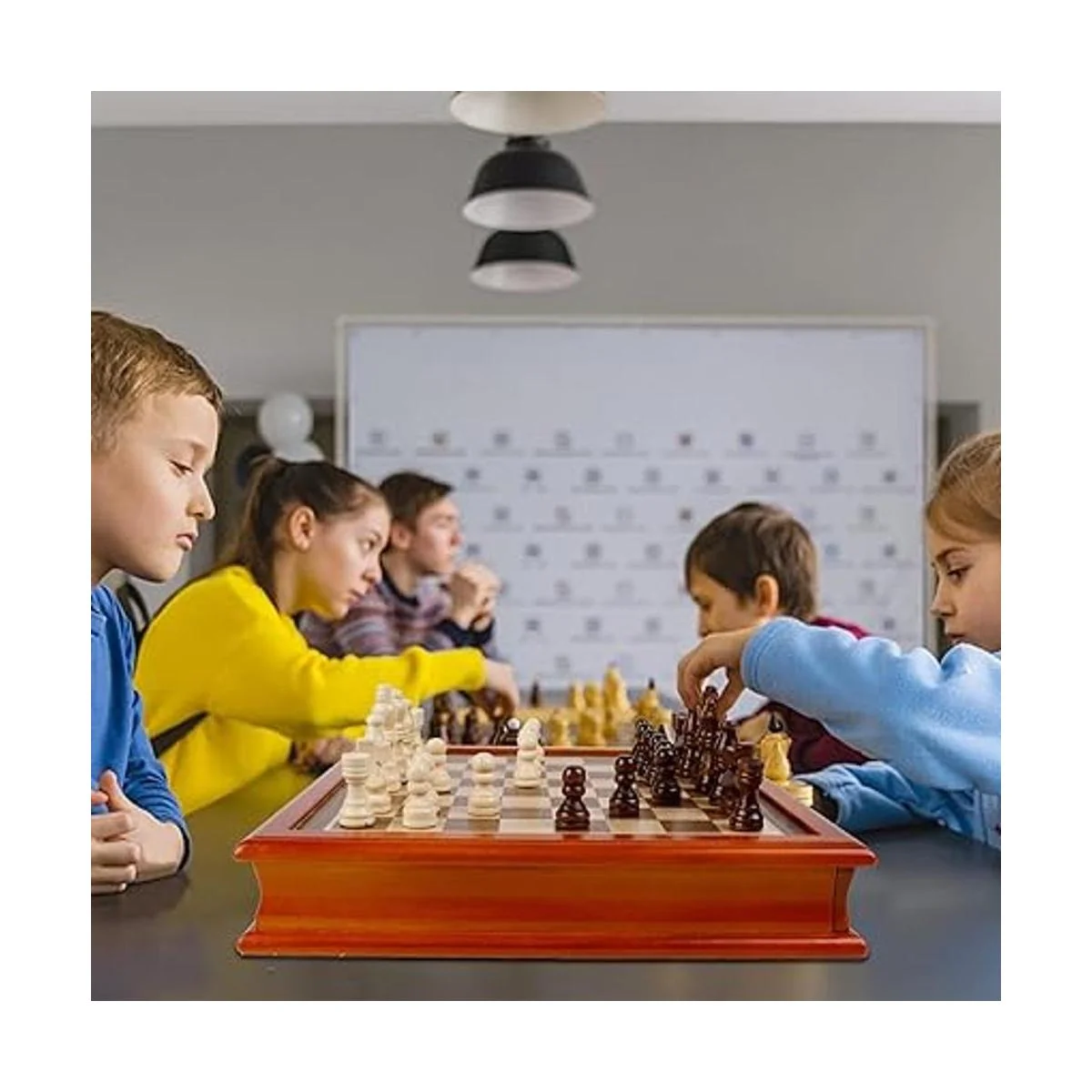 Juegoal Juego de ajedrez y damas de madera con cajón de_5