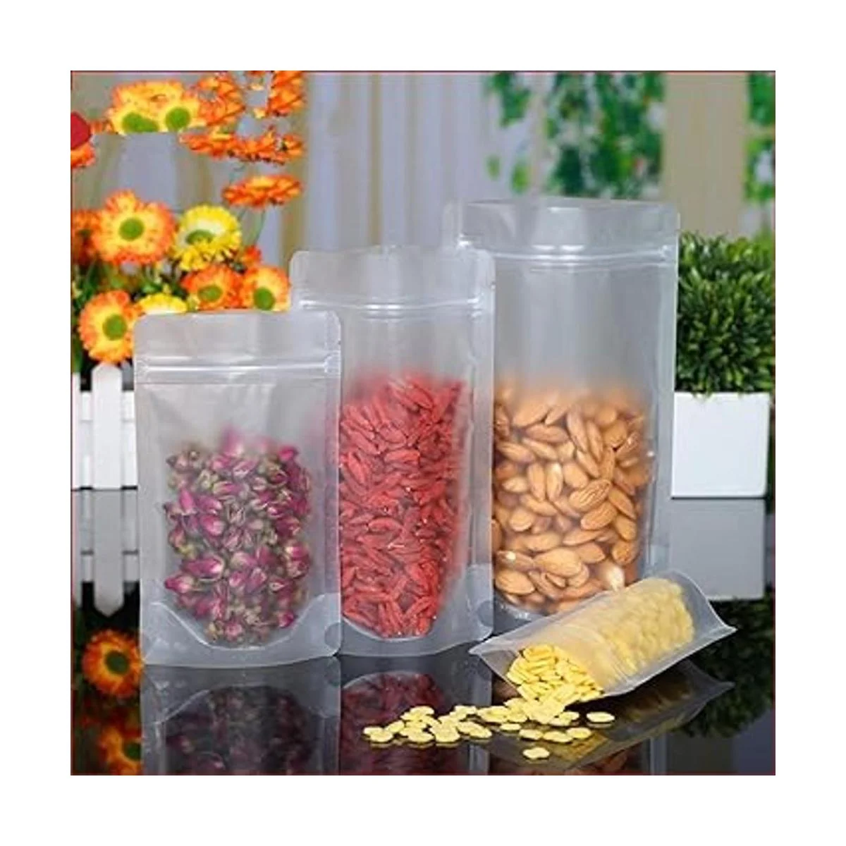 Paquete de 100 bolsas resellables de pie con cierre de_6