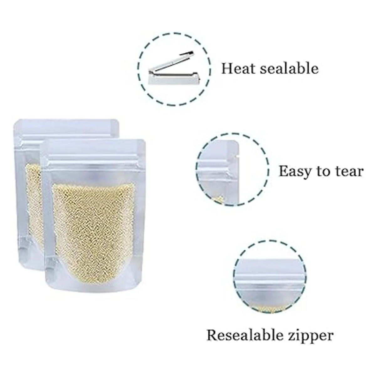 Paquete de 100 bolsas resellables de pie con cierre de_2