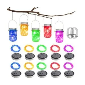 Paquete de 10 30 luces LED solares para tapa de tarro de_1