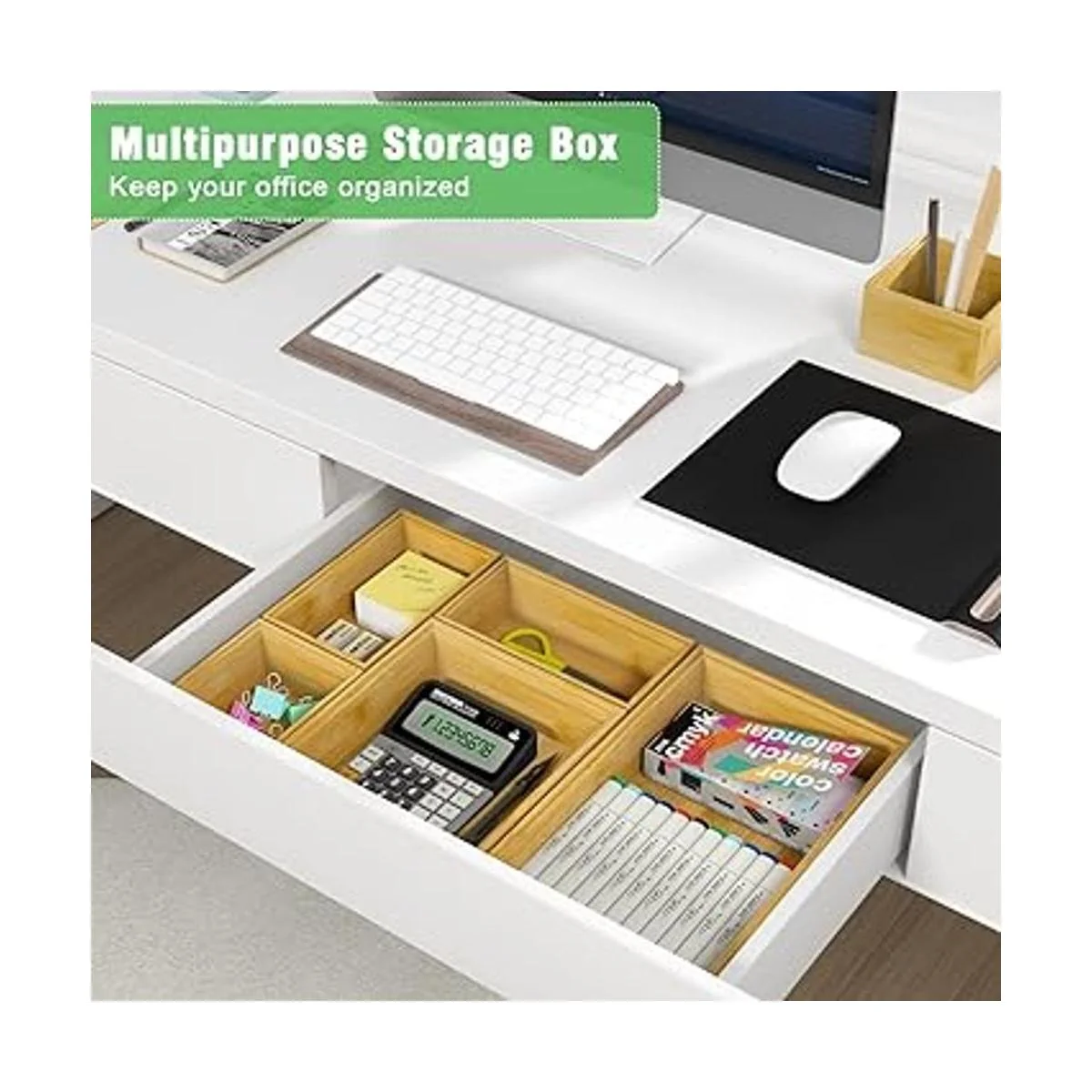 Caja de almacenamiento organizadora de cajones de bambú_5