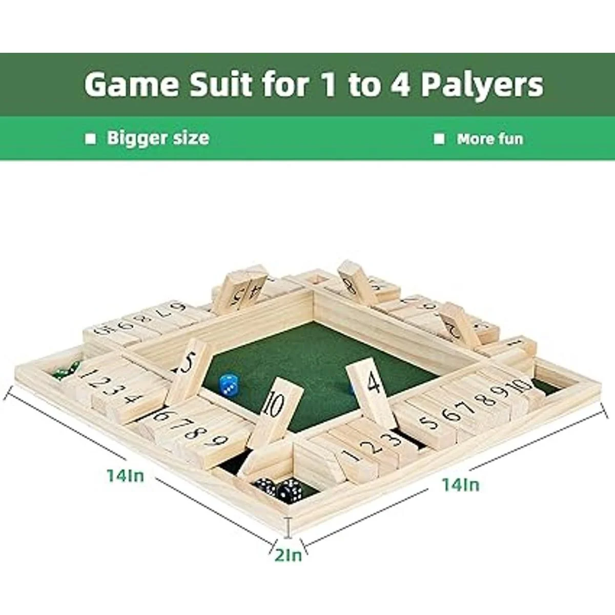 ApudArmis Juego de mesa grande de madera con dados de 4_2