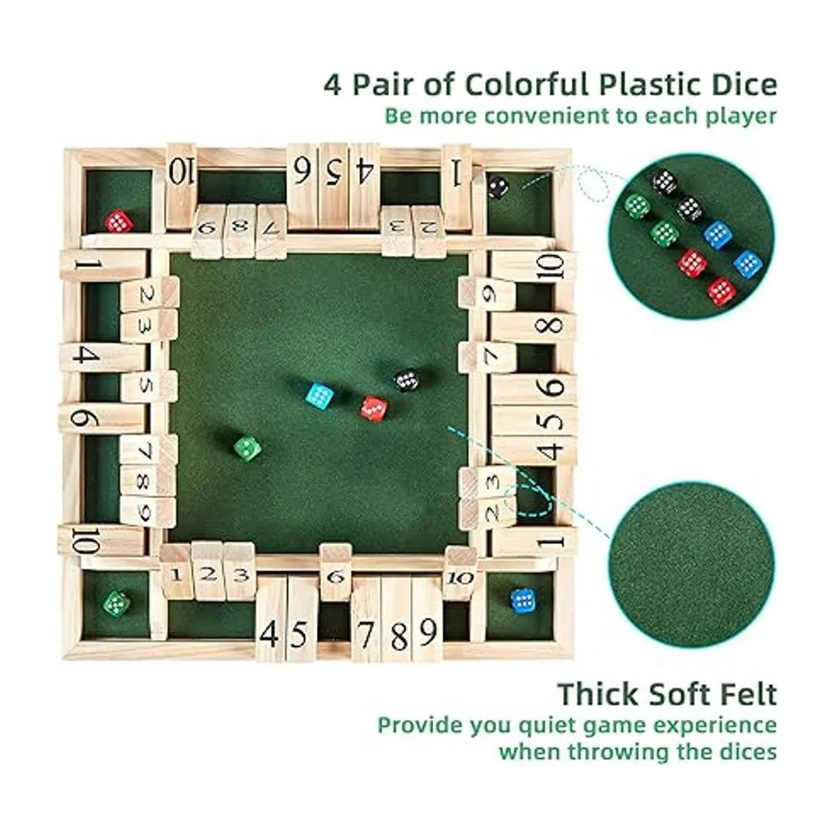 ApudArmis Juego de mesa grande de madera con dados de 4_3