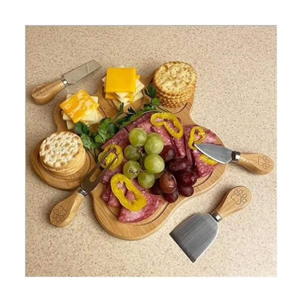 Pet Fit For Life Paw Shaped Bamboo Wood Serving Board_3