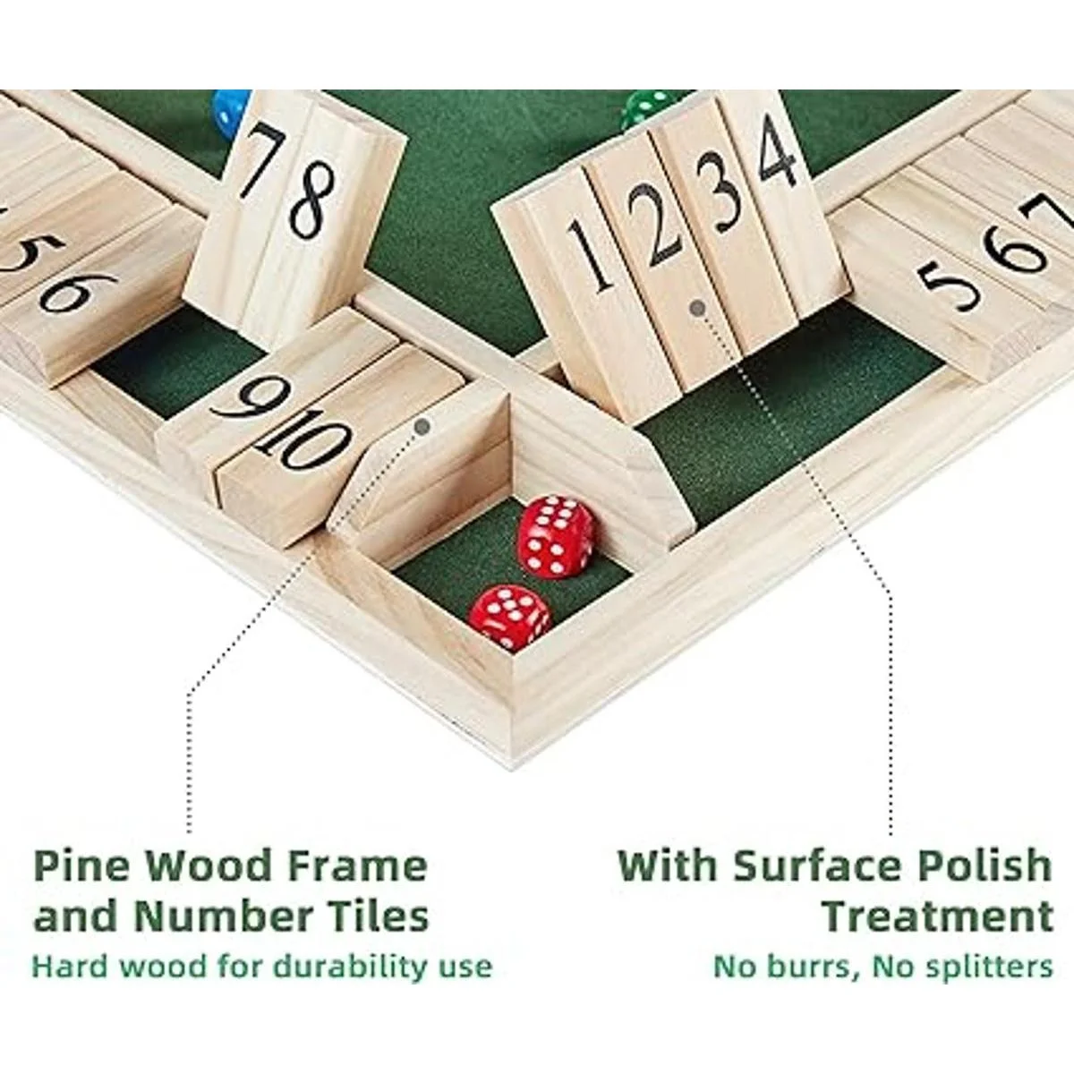 ApudArmis Juego de mesa grande de madera con dados de 4_4