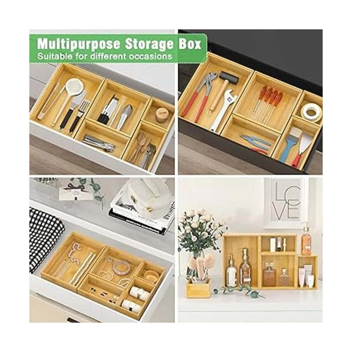 Caja de almacenamiento organizadora de cajones de bambú_6