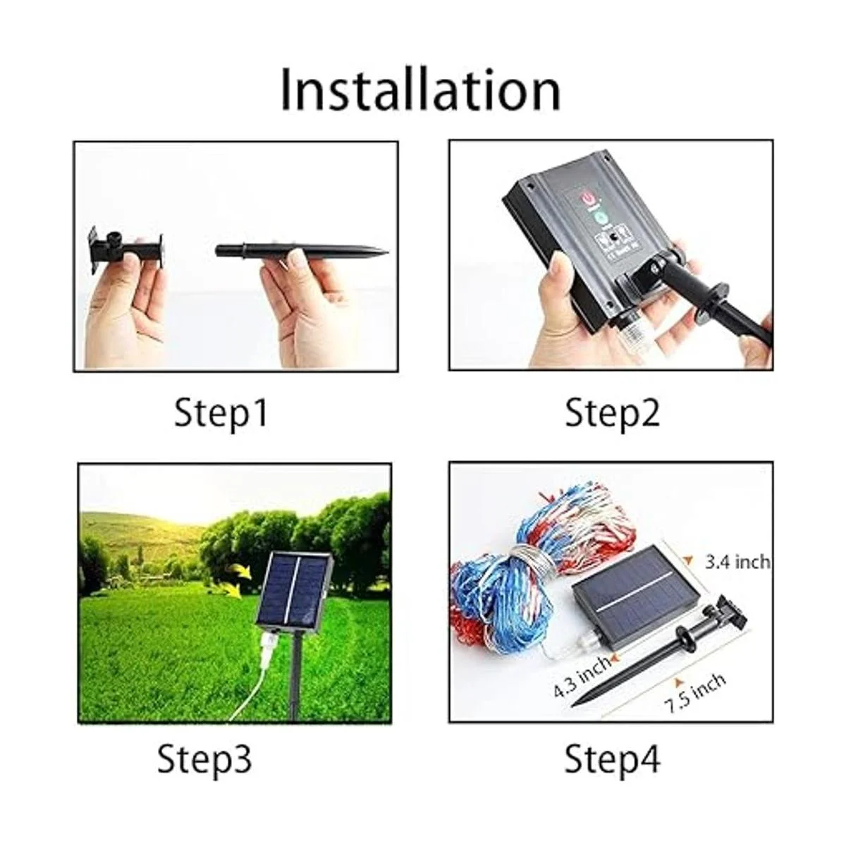 Luces solares de bandera estadounidense decoraciones del_4