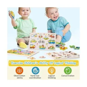 Paquete de 10 rompecabezas de clavijas de madera para_6