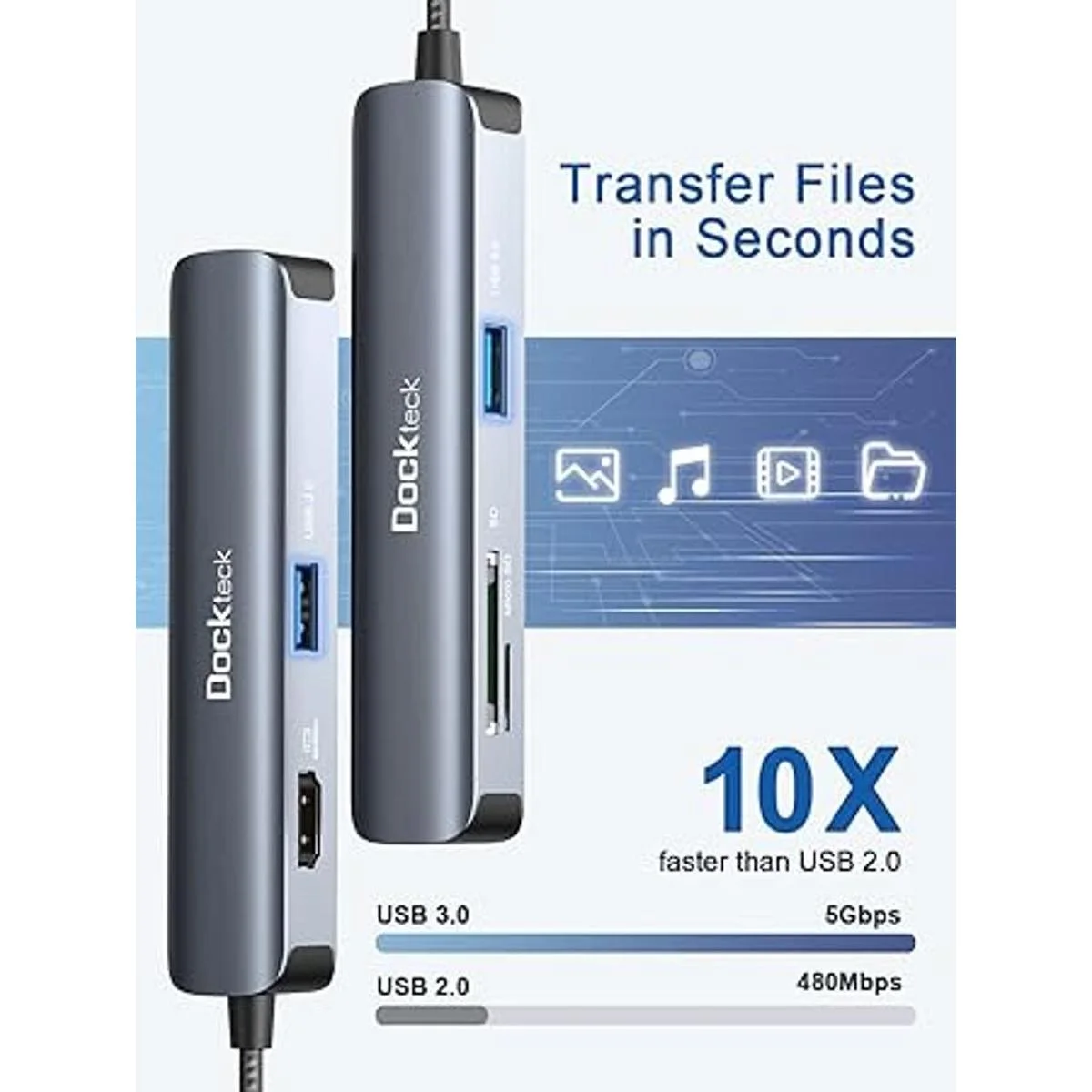 Adaptador USB C Hub 4K HDMI Dockteck 5 en 1 multipuerto_3