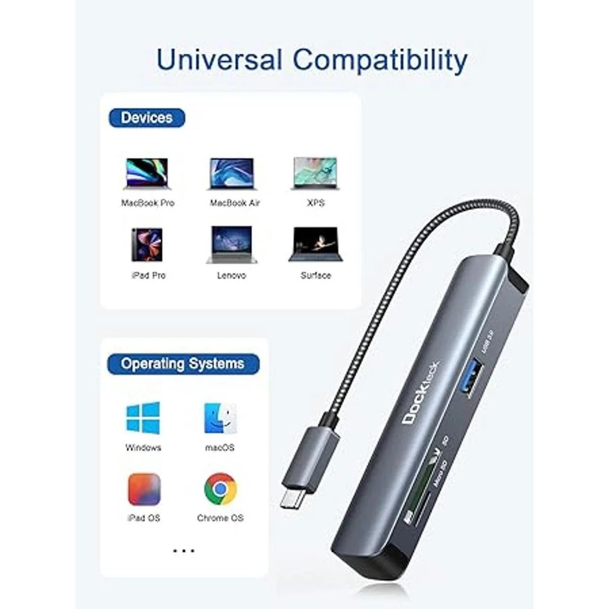 Adaptador USB C Hub 4K HDMI Dockteck 5 en 1 multipuerto_6