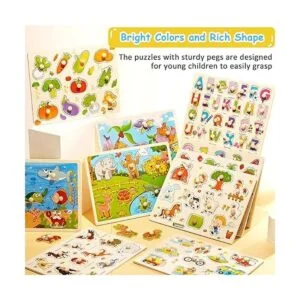 Paquete de 10 rompecabezas de clavijas de madera para_4