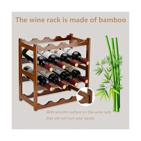 Homevany Estante de vino de bambú 4 niveles soporte para_5