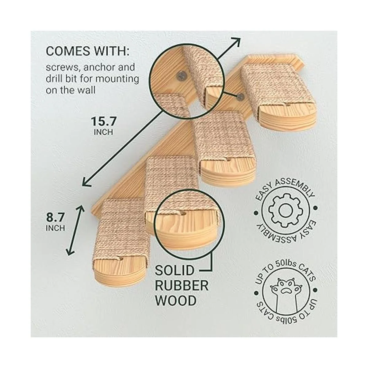 Skywin Cat Steps Escaleras de pared de gato de madera de_3