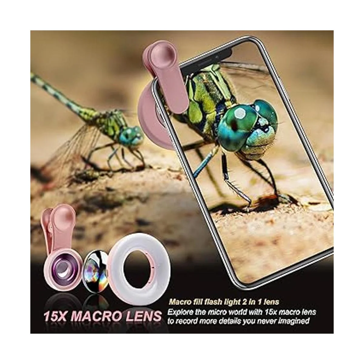 Lente macro para iPhone y Android con mini anillo de luz_4