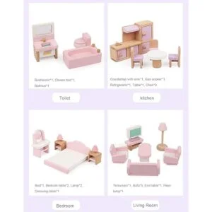 Muebles de madera para casa de muñecas accesorios de casa_4