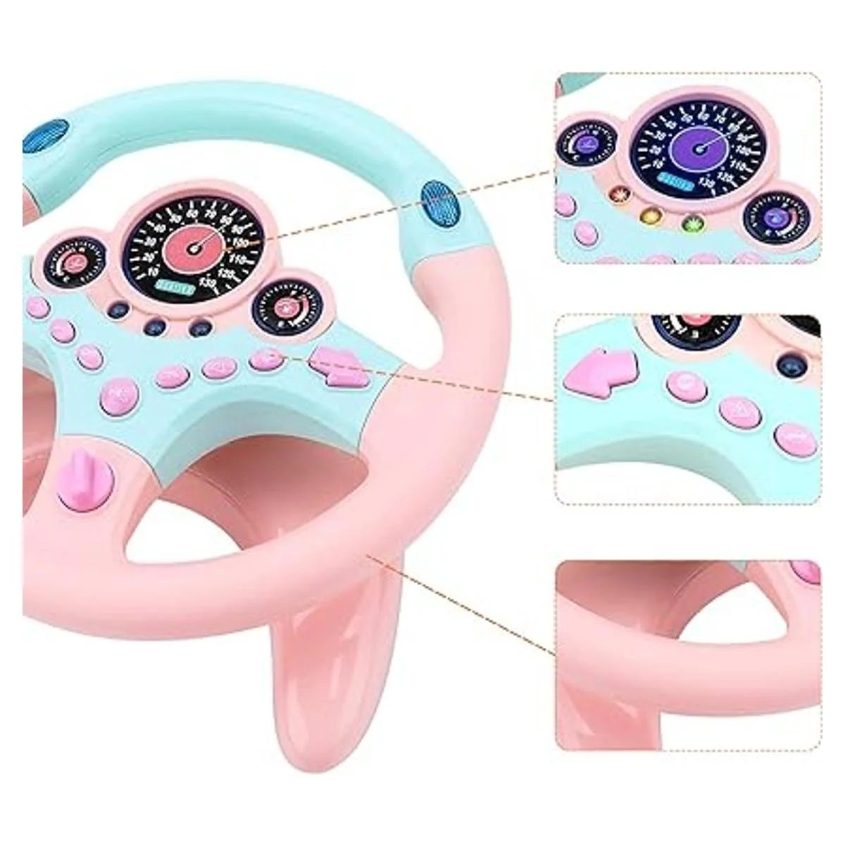 deAO Volante para niños para asiento trasero con llave de_5