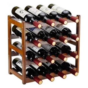 Homevany Estante de vino de bambú 4 niveles soporte para_1