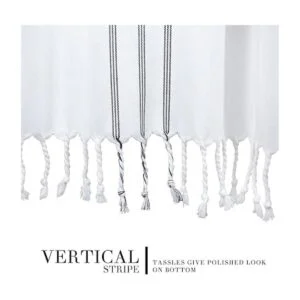 Hall Perry Cortina de ducha moderna de rayas blancas con_4