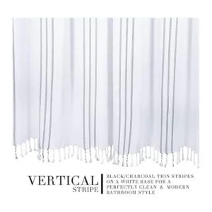 Hall Perry Cortina de ducha moderna de rayas blancas con_3