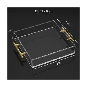 NIUBEE Bandeja transparente para servir de 12 x 12_3