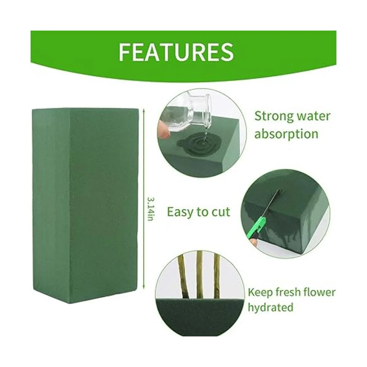 CCINEE Ladrillos de espuma floral bloques húmedos verdes_3