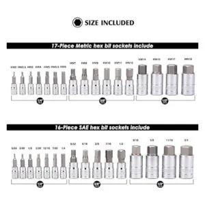 MIXPOWER Juego de 33 piezas de llaves hexagonales_4