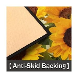 Felpudo de media ronda con diseño de girasol retro y_3