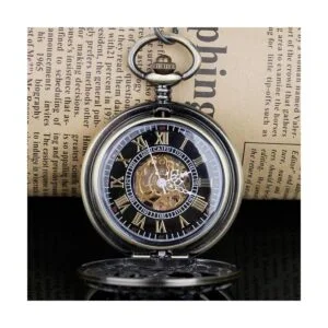 Reloj de bolsillo mecánico Steampunk con números romanos_3