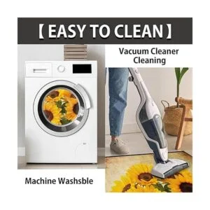 Felpudo de media ronda con diseño de girasol retro y_4