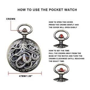 Reloj de bolsillo mecánico Steampunk con números romanos_7