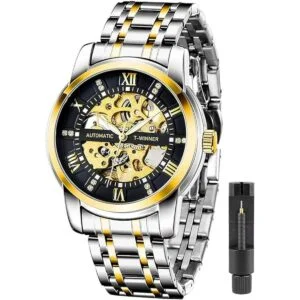 Reloj mecánico de acero inoxidable para hombre reloj de_1
