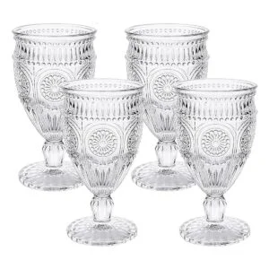 Kingrol Paquete de 4 copas de vino copas de agua vintage_1