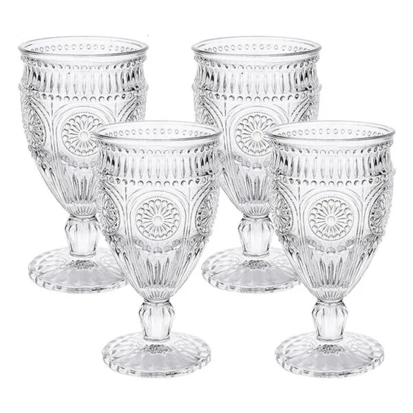 Kingrol Paquete de 4 copas de vino copas de agua vintage_1
