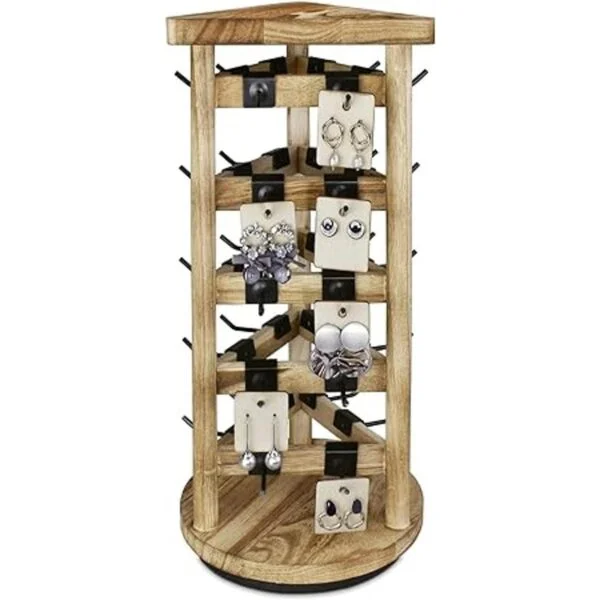 Ikee Design Torre de joyería giratoria de madera de 30_3