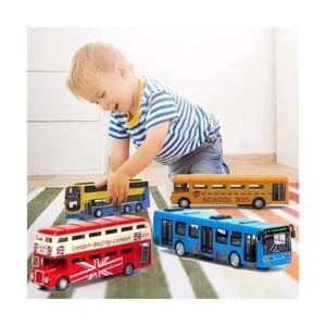Bus Toys Juego de 4 unidades para autobús escolar de_6