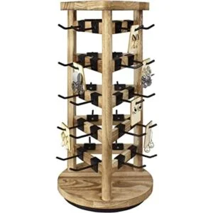 Ikee Design Torre de joyería giratoria de madera de 30_1