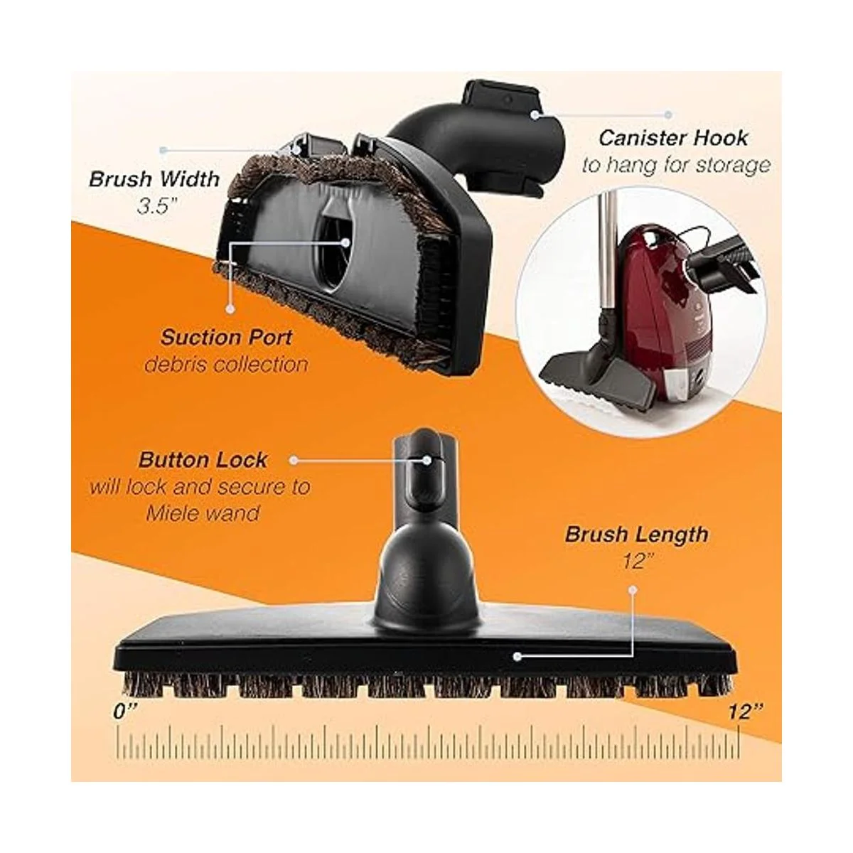 Splinova Miele Aspirador Genérico Negro Parquet Cepillo de_5