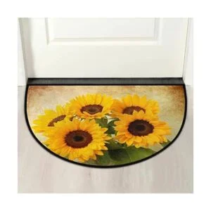 Felpudo de media ronda con diseño de girasol retro y_7