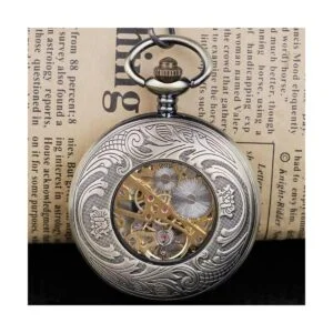 Reloj de bolsillo mecánico Steampunk con números romanos_6