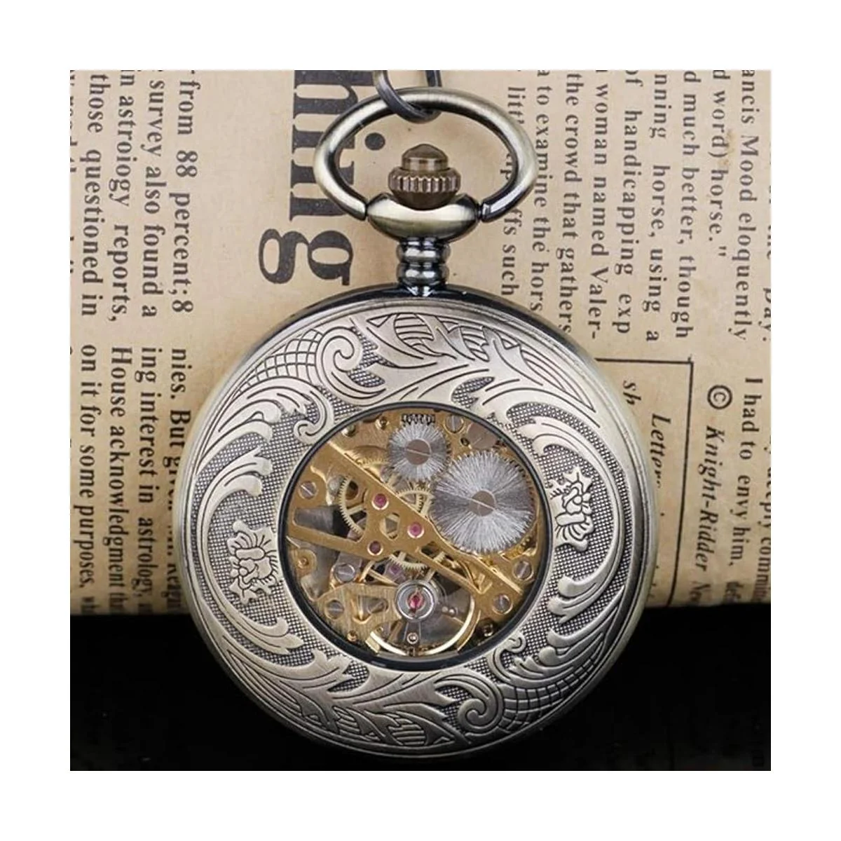 Reloj de bolsillo mecánico Steampunk con números romanos_6