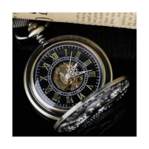 Reloj de bolsillo mecánico Steampunk con números romanos_5