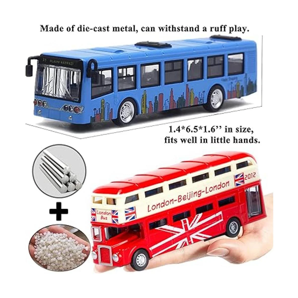Bus Toys Juego de 4 unidades para autobús escolar de_4